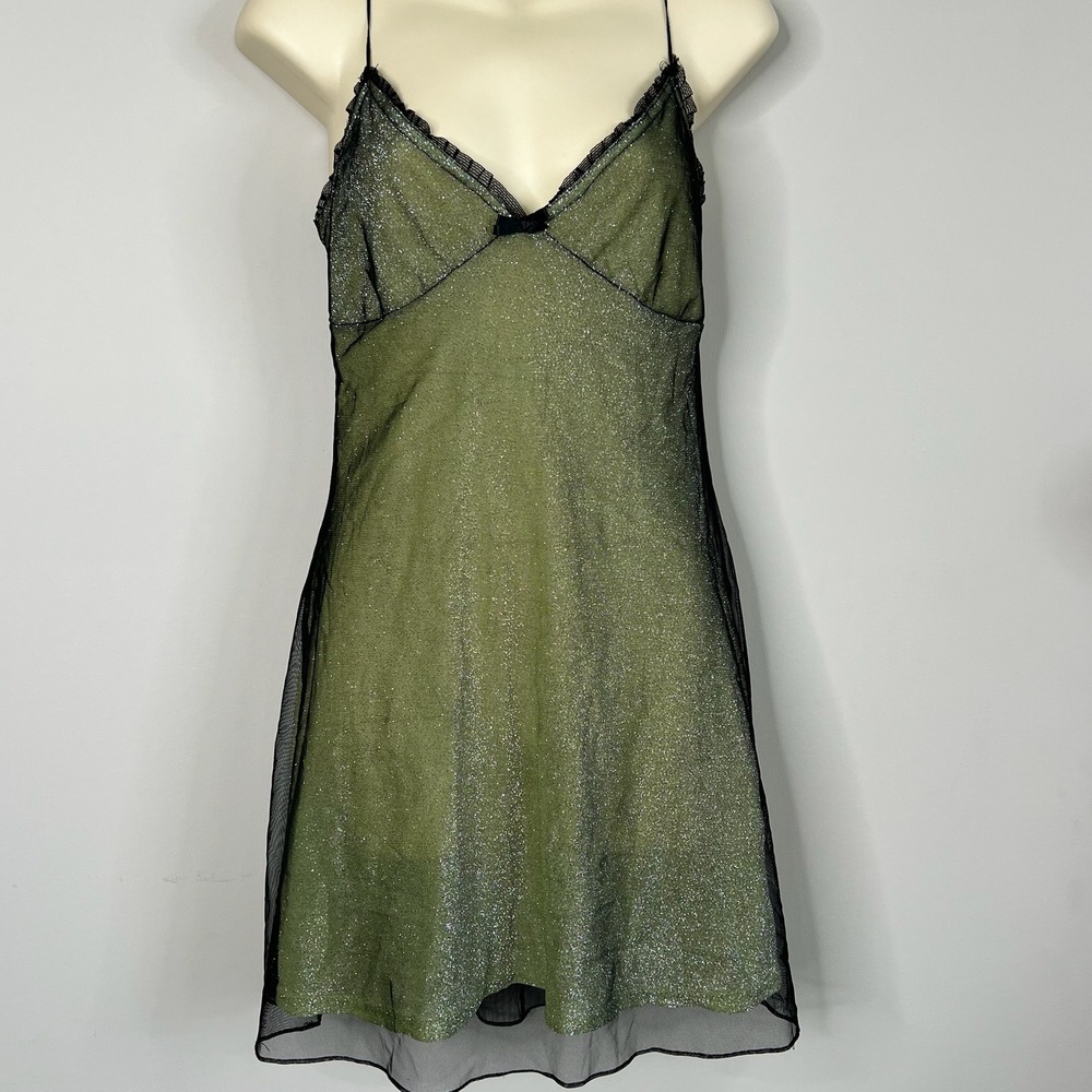Divine Y2K VINTAGE Sheer Sparkle Babydoll Slip Dress Fairygrunge Whimsigoth